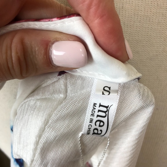 NWT Measeor dress cute floral white satin sz. S - Picture 7 of 8